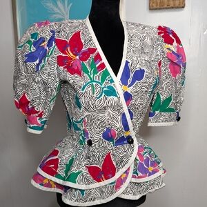 Robbie Bee Vibrant Floral Wrap Blouse